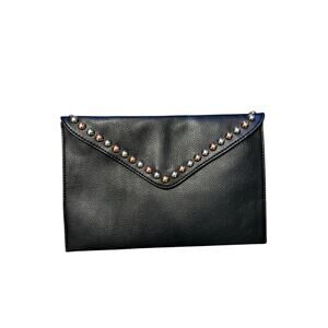 B-Low The Belt Studded Black Leather Envelope Clutch NWT
